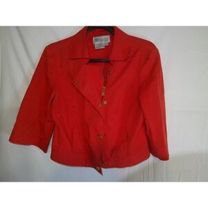 Worth Orange 3/4‎ Sleeve Button Front Cropped Jacket Size 10